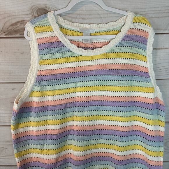 Design History Pastel Combo Striped Sleeveless Sweater Size 3X - Picture 2 of 7